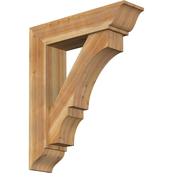 Ekena Millwork Balboa Traditional Rough Sawn Bracket w/ Offset Brace, Western Red Cedar, 8"W x 32"D x 38"H BKT0806X32X38BOA01RWR - main